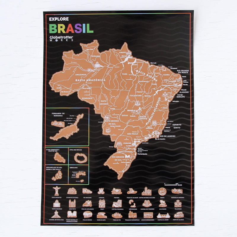 Mapa Decorativo do Brasil™ - raspa e encontre - FATTOSHOP